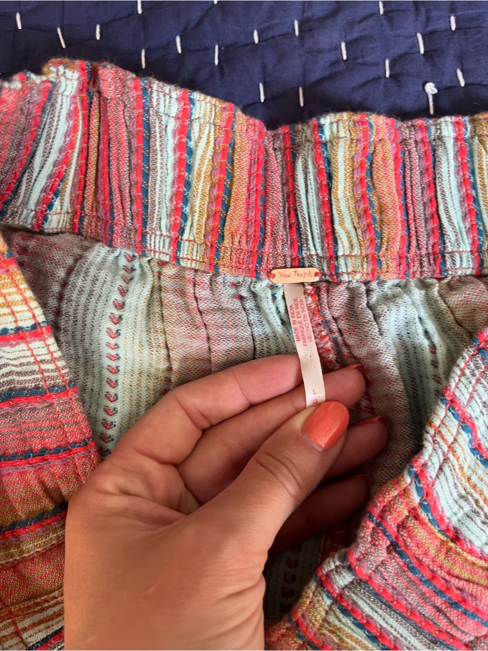 NWOT Free People Multicolor Striped Wide Leg Pants in Coral, Pink & Mint - Picture 3 of 3